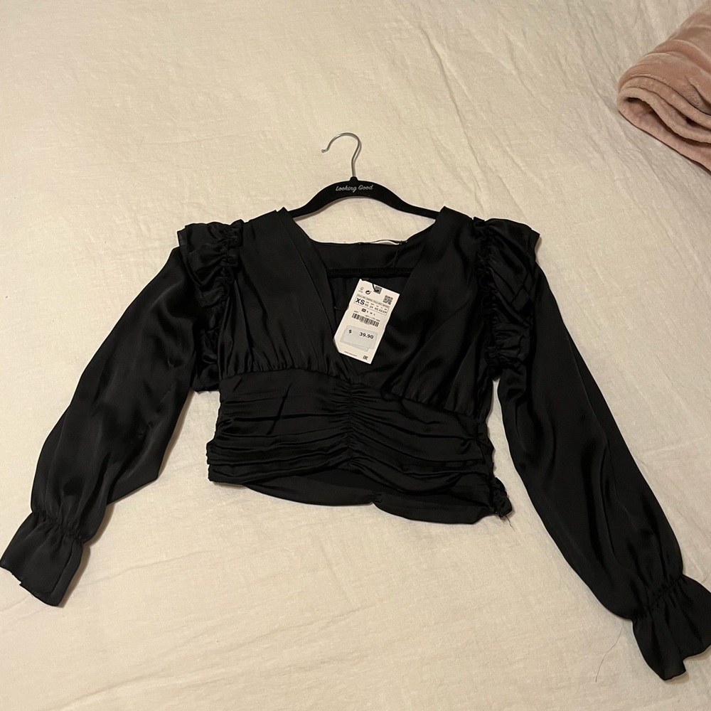 Black zara long sleeve top